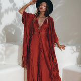 Boho Maxi Dress • Cotton Bridesmaid Dress • Red Organic Goddess Dress - AYA SW IDR