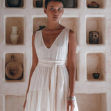Boho Mini Bridesmaid Dress • A Line Dress • White Mini Adjustable Dress - AYA SW IDR