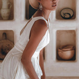 Boho Mini Bridesmaid Dress • A Line Dress • White Mini Adjustable Dress - AYA SW IDR