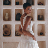 Boho Mini Bridesmaid Dress • A Line Dress • White Mini Adjustable Dress - AYA SW IDR