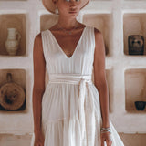 Boho Mini Bridesmaid Dress • A Line Dress • White Mini Adjustable Dress - AYA SW IDR