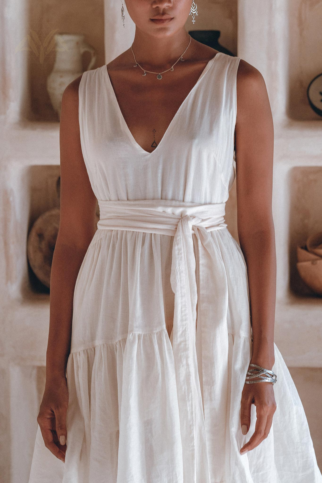 Boho Mini Bridesmaid Dress • A Line Dress • White Mini Adjustable Dress - AYA SW IDR