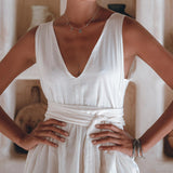 Boho Mini Bridesmaid Dress • A Line Dress • White Mini Adjustable Dress - AYA SW IDR