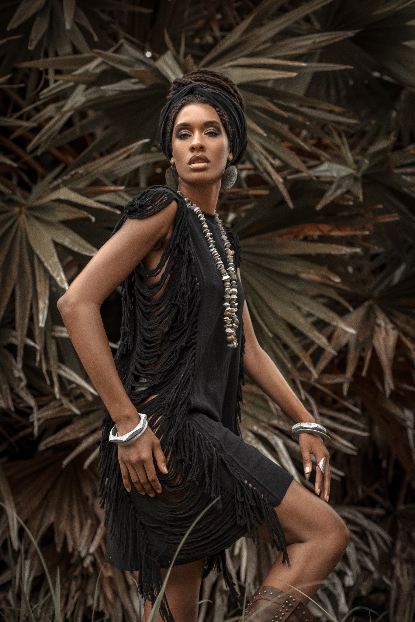 Boho Open Sides Dress • Black Dress • Ladders Sides Mini Dress - AYA SW IDR