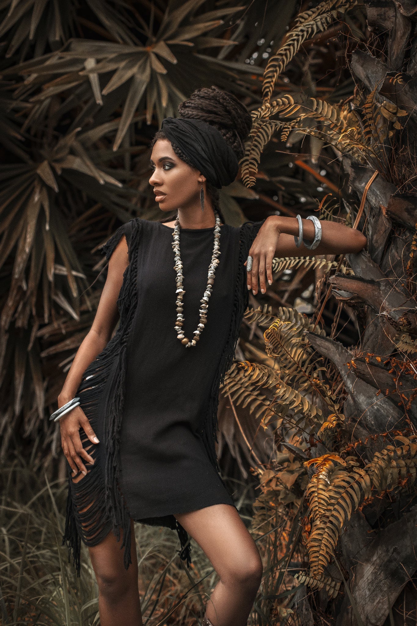 Boho Open Sides Dress • Black Dress • Ladders Sides Mini Dress - AYA SW IDR
