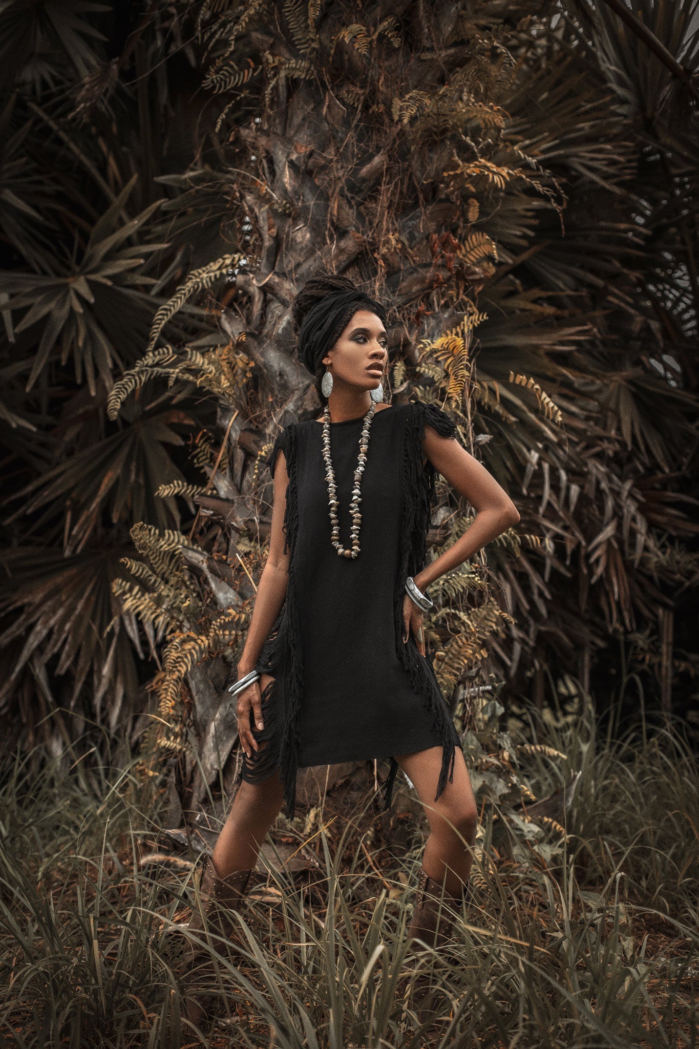 Boho Open Sides Dress • Black Dress • Ladders Sides Mini Dress - AYA SW IDR