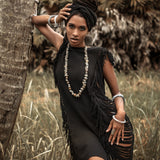Boho Open Sides Dress • Black Dress • Ladders Sides Mini Dress - AYA SW IDR