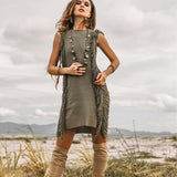 Boho Open Sides Dress • Dark Green Dress • Ladders Sides Mini Dress - AYA SW IDR