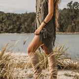 Boho Open Sides Dress • Dark Green Dress • Ladders Sides Mini Dress - AYA SW IDR