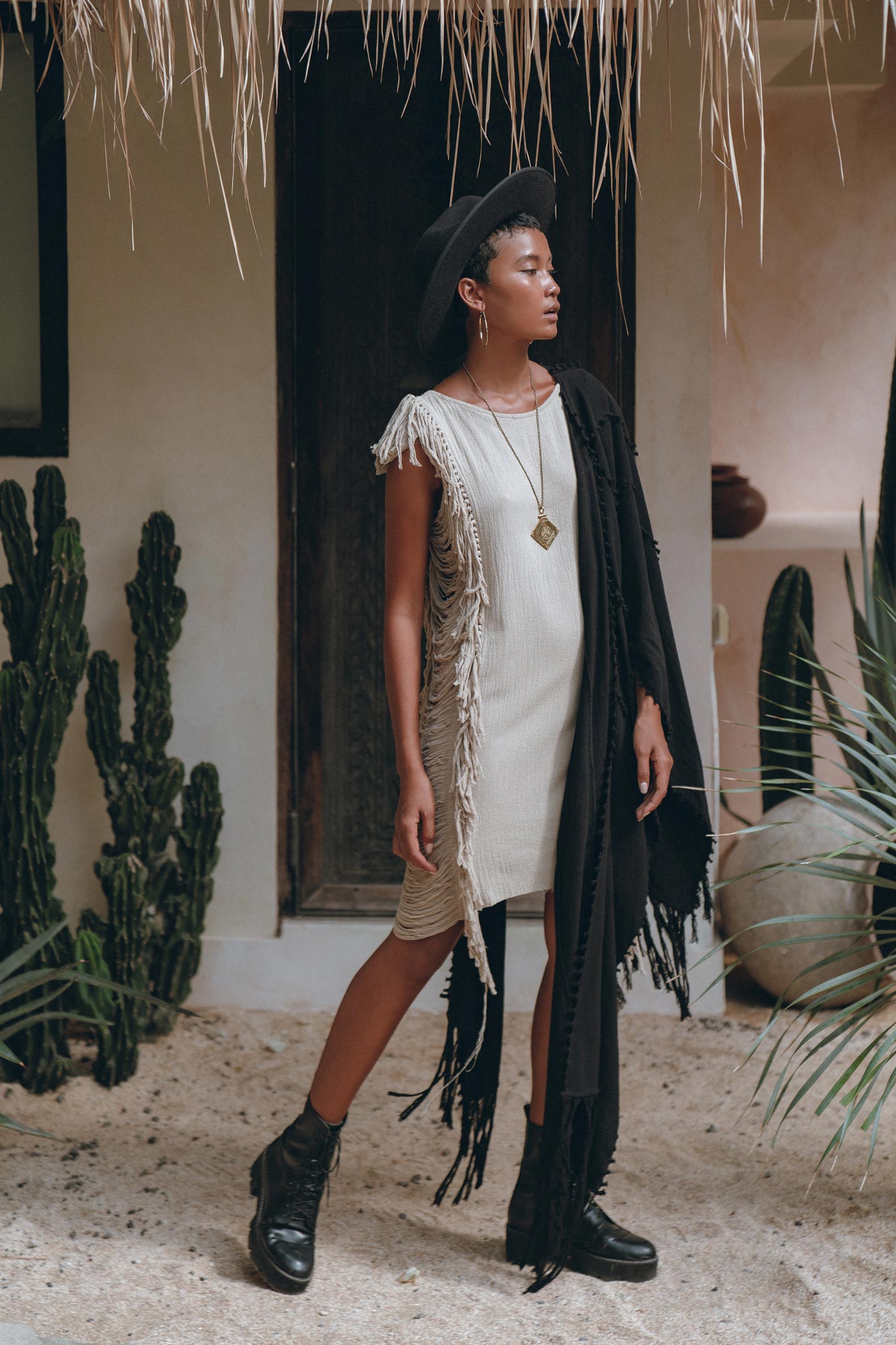 Boho Open Sides Dress • Light Olive Dress • Ladders Sides Mini Dress - AYA SW IDR