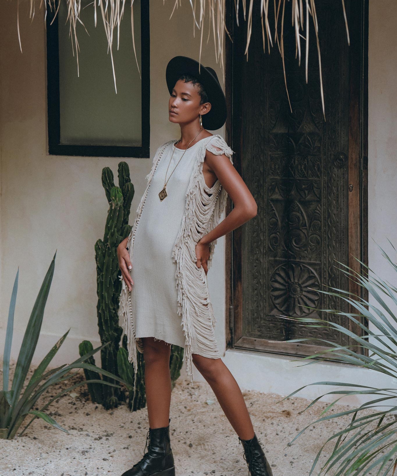 Boho Open Sides Dress • Light Olive Dress • Ladders Sides Mini Dress - AYA SW IDR