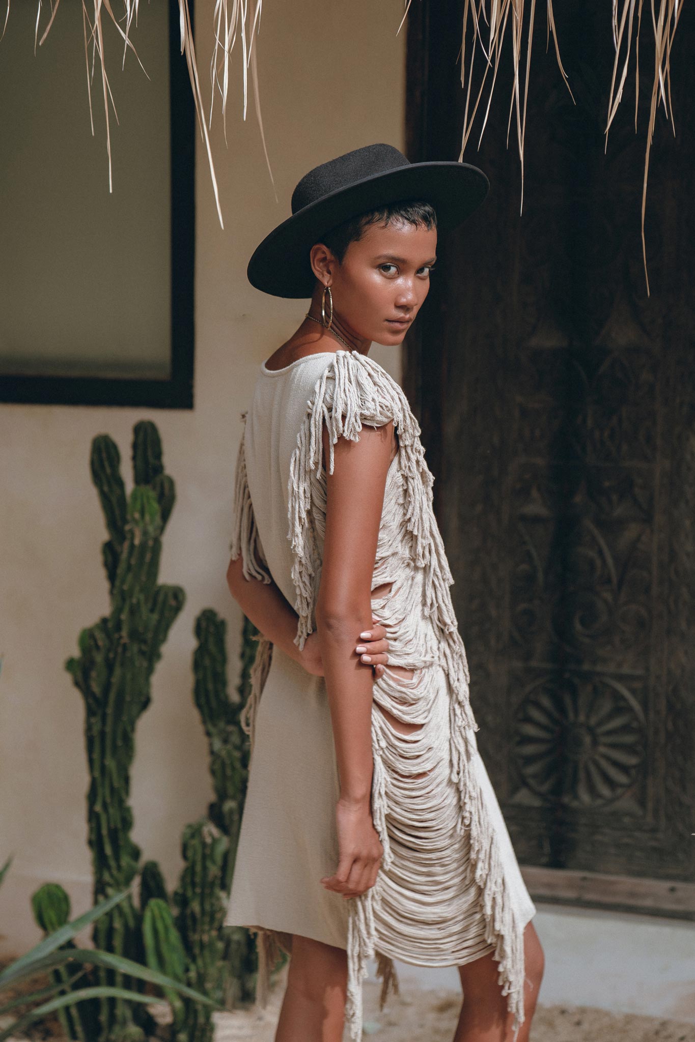 Boho Open Sides Dress • Light Olive Dress • Ladders Sides Mini Dress - AYA SW IDR