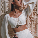 Boho Top and Skirt for Women • Off - White Tank Top and Maxi Skirt - AYA SW IDR