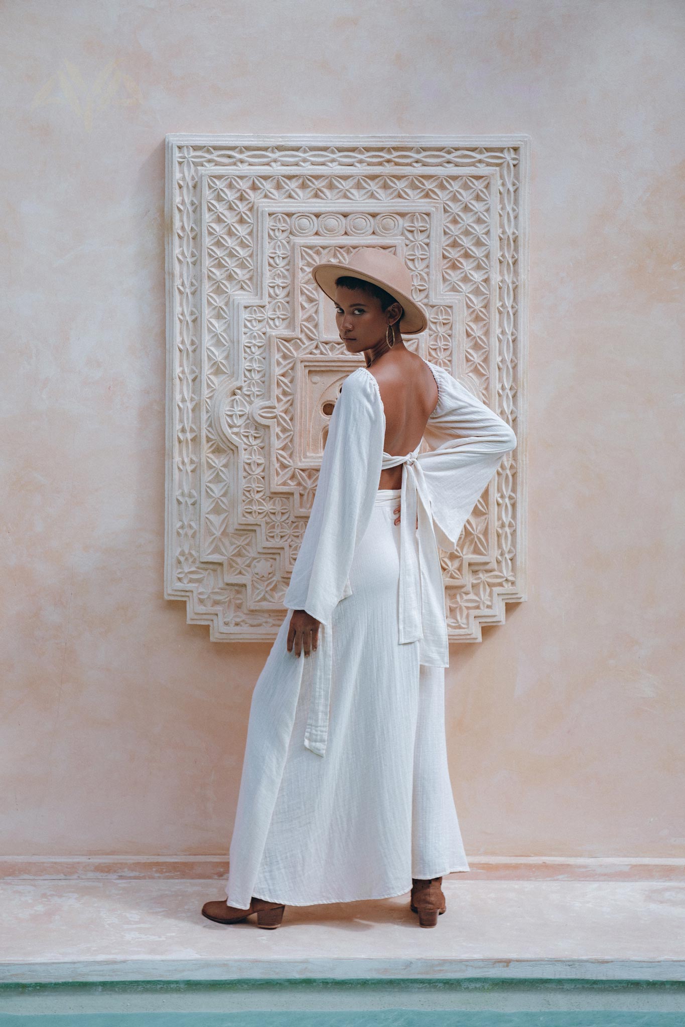 Boho Top and Skirt for Women • Off - White Tank Top and Maxi Skirt - AYA SW IDR