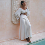 Boho Top and Skirt for Women • Off - White Tank Top and Maxi Skirt - AYA SW IDR