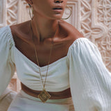 Boho Top and Skirt for Women • Off - White Tank Top and Maxi Skirt - AYA SW IDR