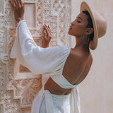 Boho Top and Skirt for Women • Off - White Tank Top and Maxi Skirt - AYA SW IDR