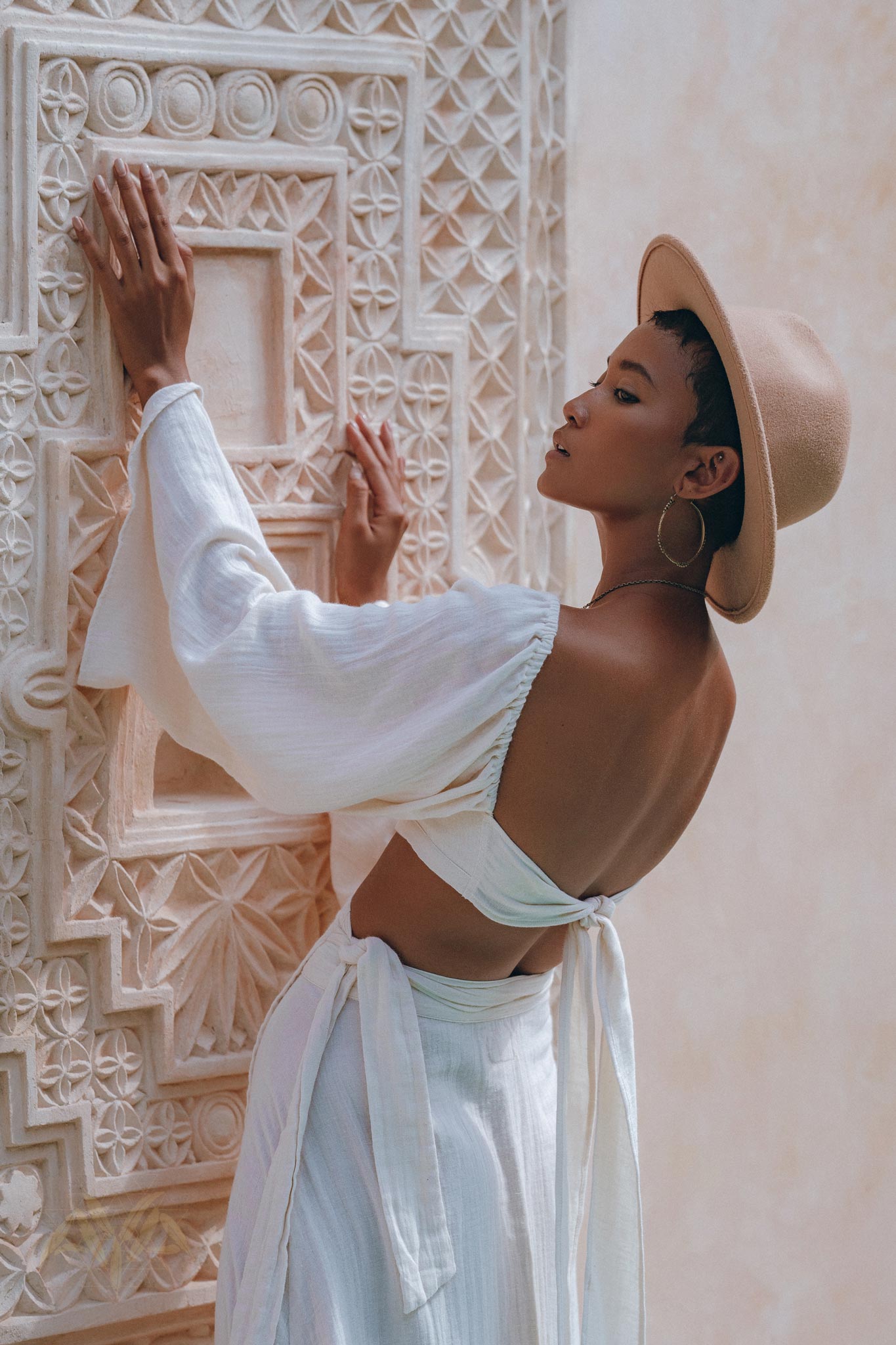 Boho Top and Skirt for Women • Off - White Tank Top and Maxi Skirt - AYA SW IDR
