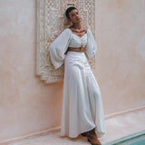 Boho Top and Skirt for Women • Off - White Tank Top and Maxi Skirt - AYA SW IDR