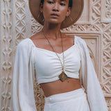 Boho Top and Skirt for Women • Off - White Tank Top and Maxi Skirt - AYA SW IDR