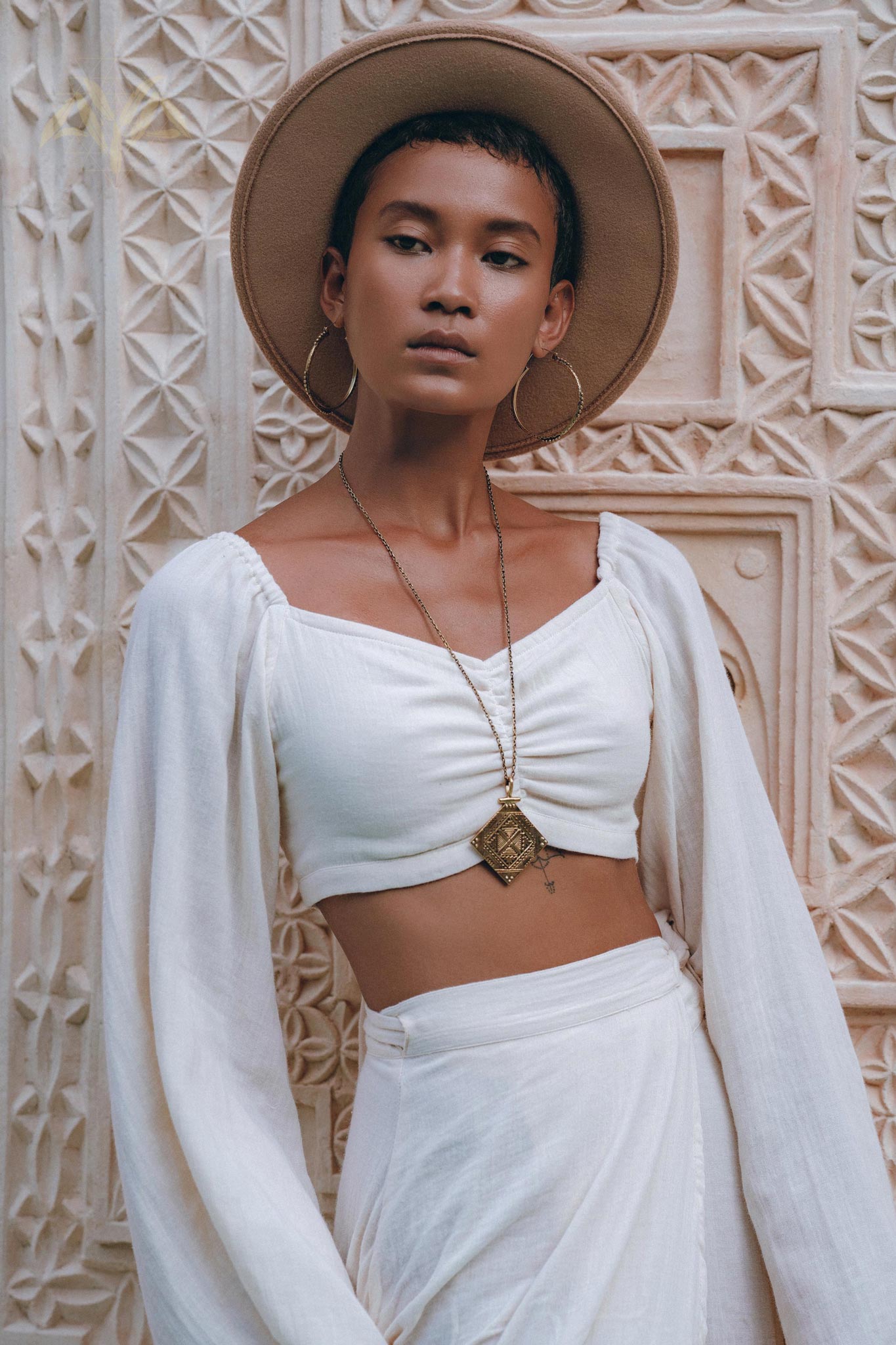 Boho Top and Skirt for Women • Off - White Tank Top and Maxi Skirt - AYA SW IDR