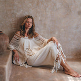 Boho Top • Bohemian Top • Boho Cover Up Women • Hand Loomed Cotton Blouse - AYA SW IDR