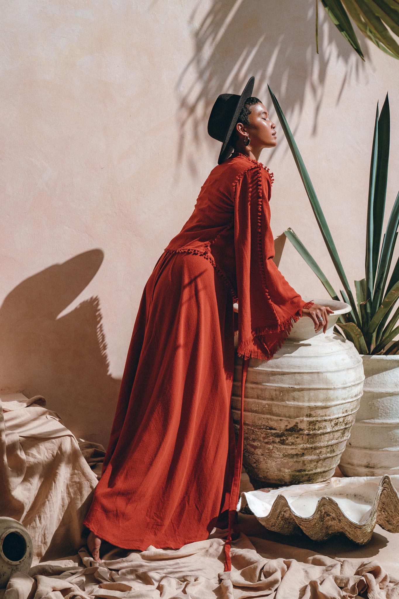 Boho Top • Bohemian Wrap • Organic Top Women • Wide Sleeve Wrap Top - AYA SW IDR