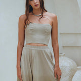 Boho Top Corset and Skirt Women • Sage Green Summer Crop Top Skirt - AYA SW IDR