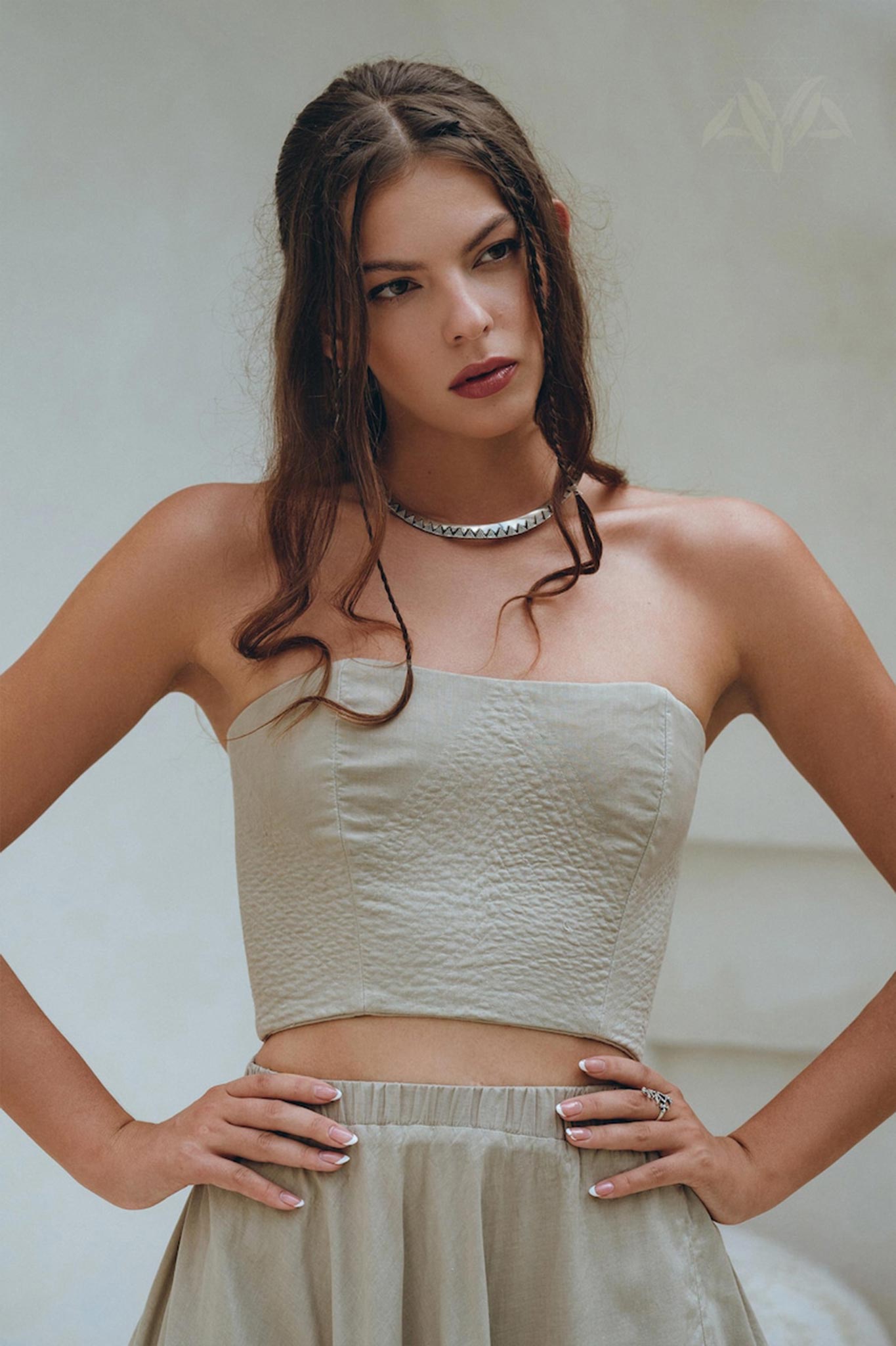 Boho Top Corset and Skirt Women • Sage Green Summer Crop Top Skirt - AYA SW IDR