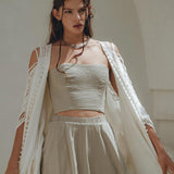 Boho Top Corset and Skirt Women • Sage Green Summer Crop Top Skirt - AYA SW IDR