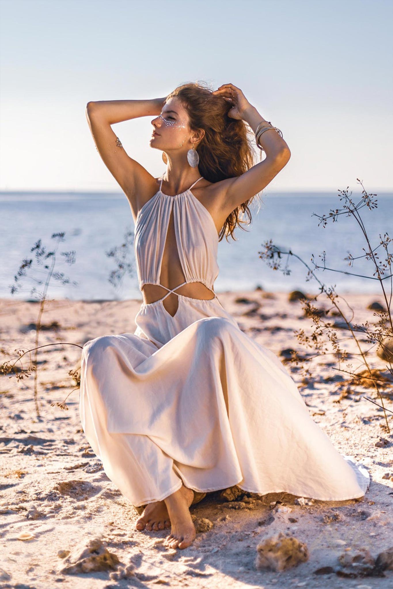 Boho Wedding Dress for Women • Open Back Sides Belly Dress - AYA SW IDR