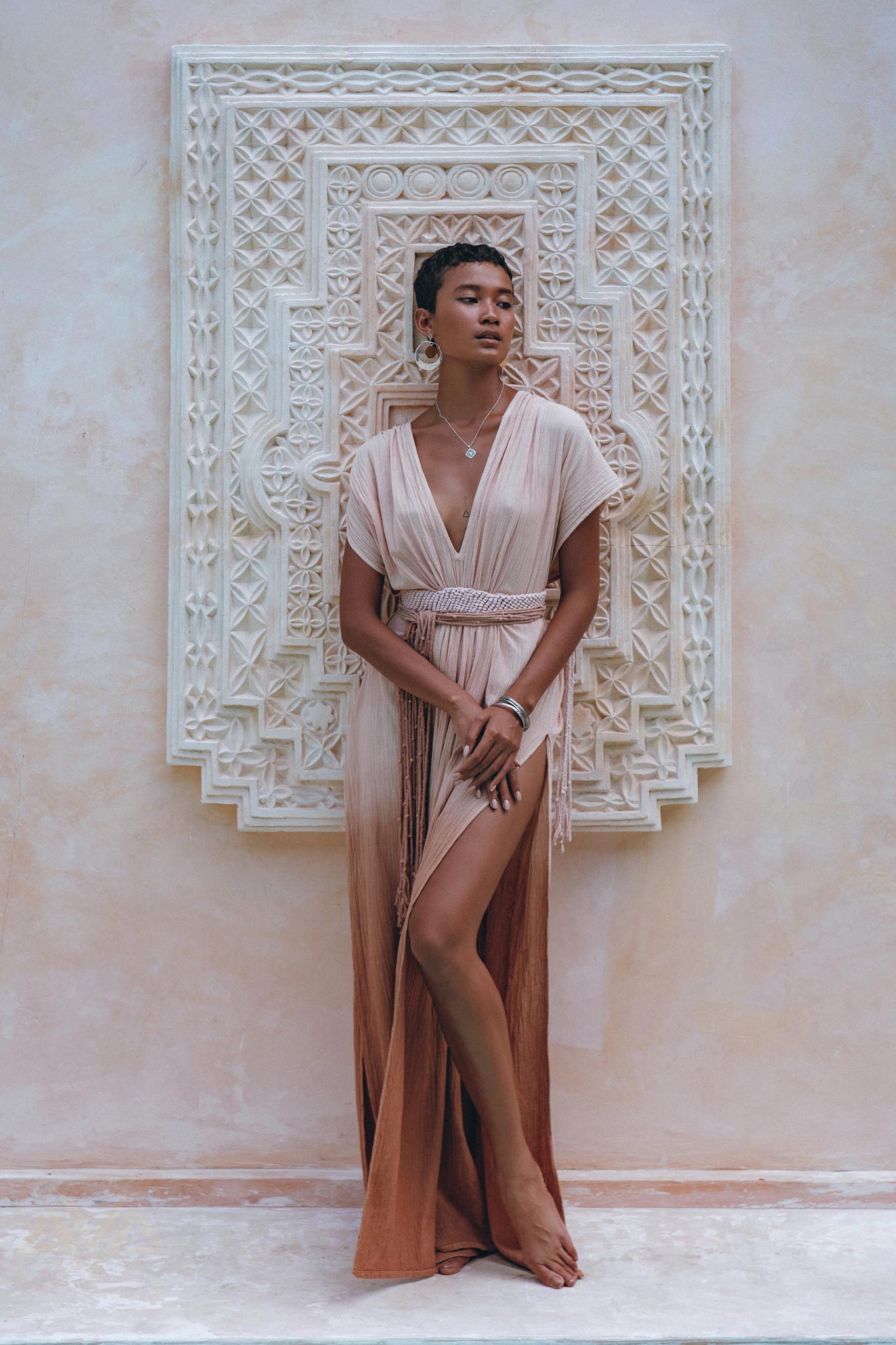 Boho Wedding Dress • Handmade Dress • Botanically Dyed Dusty Pink Dress - AYA SW IDR