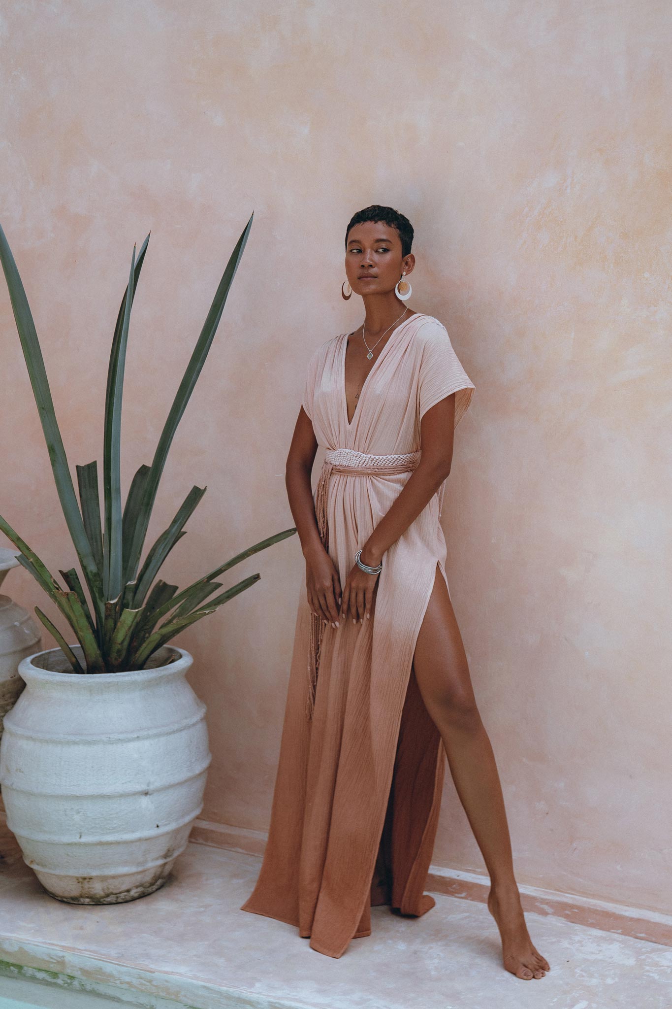 Boho Wedding Dress • Handmade Dress • Botanically Dyed Dusty Pink Dress - AYA SW IDR