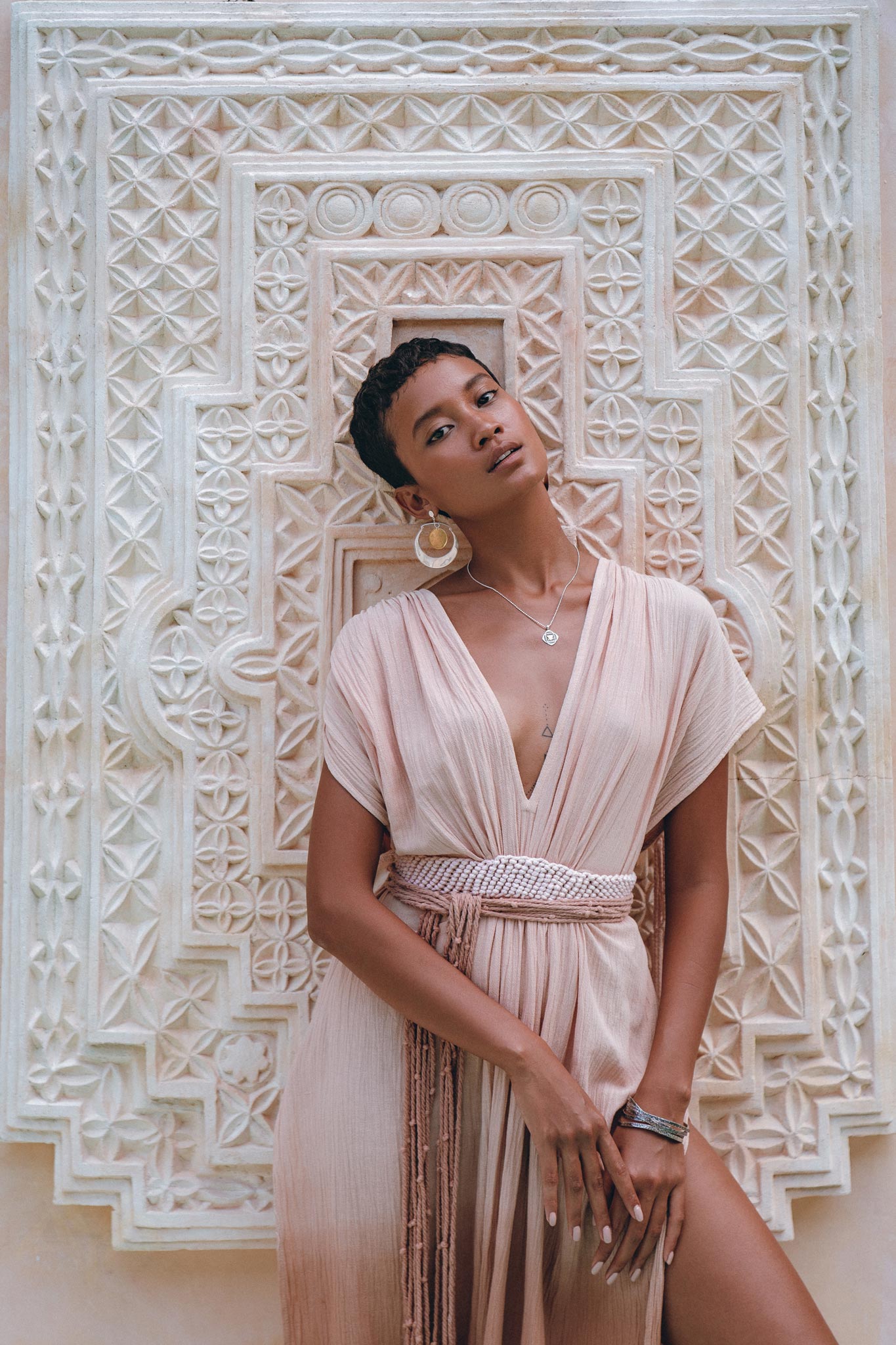 Boho Wedding Dress • Handmade Dress • Botanically Dyed Dusty Pink Dress - AYA SW IDR