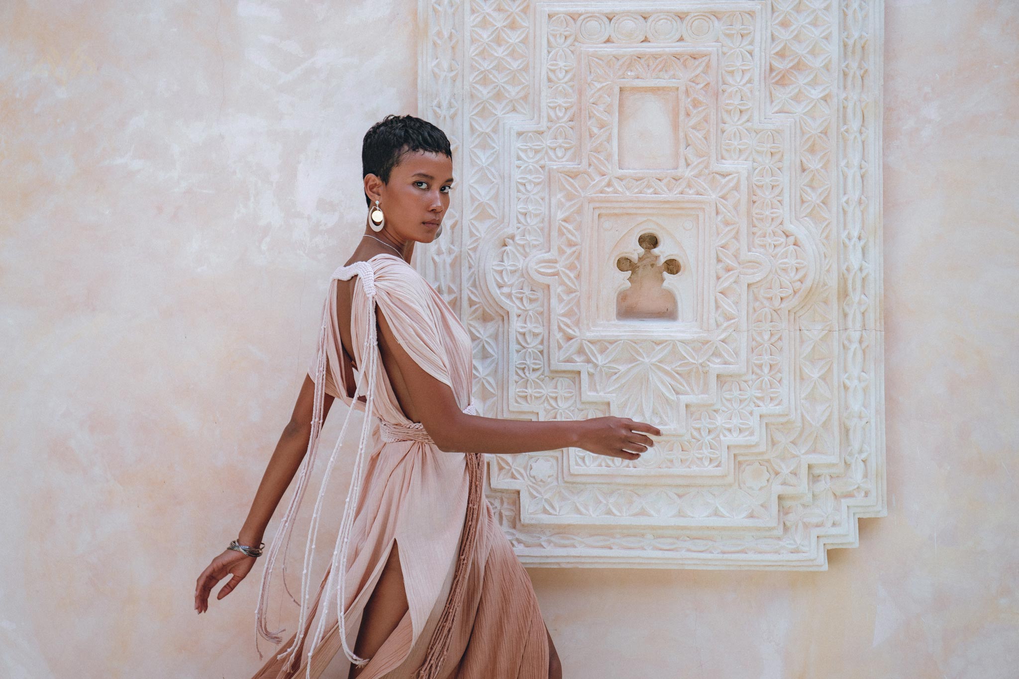 Boho Wedding Dress • Handmade Dress • Botanically Dyed Dusty Pink Dress - AYA SW IDR