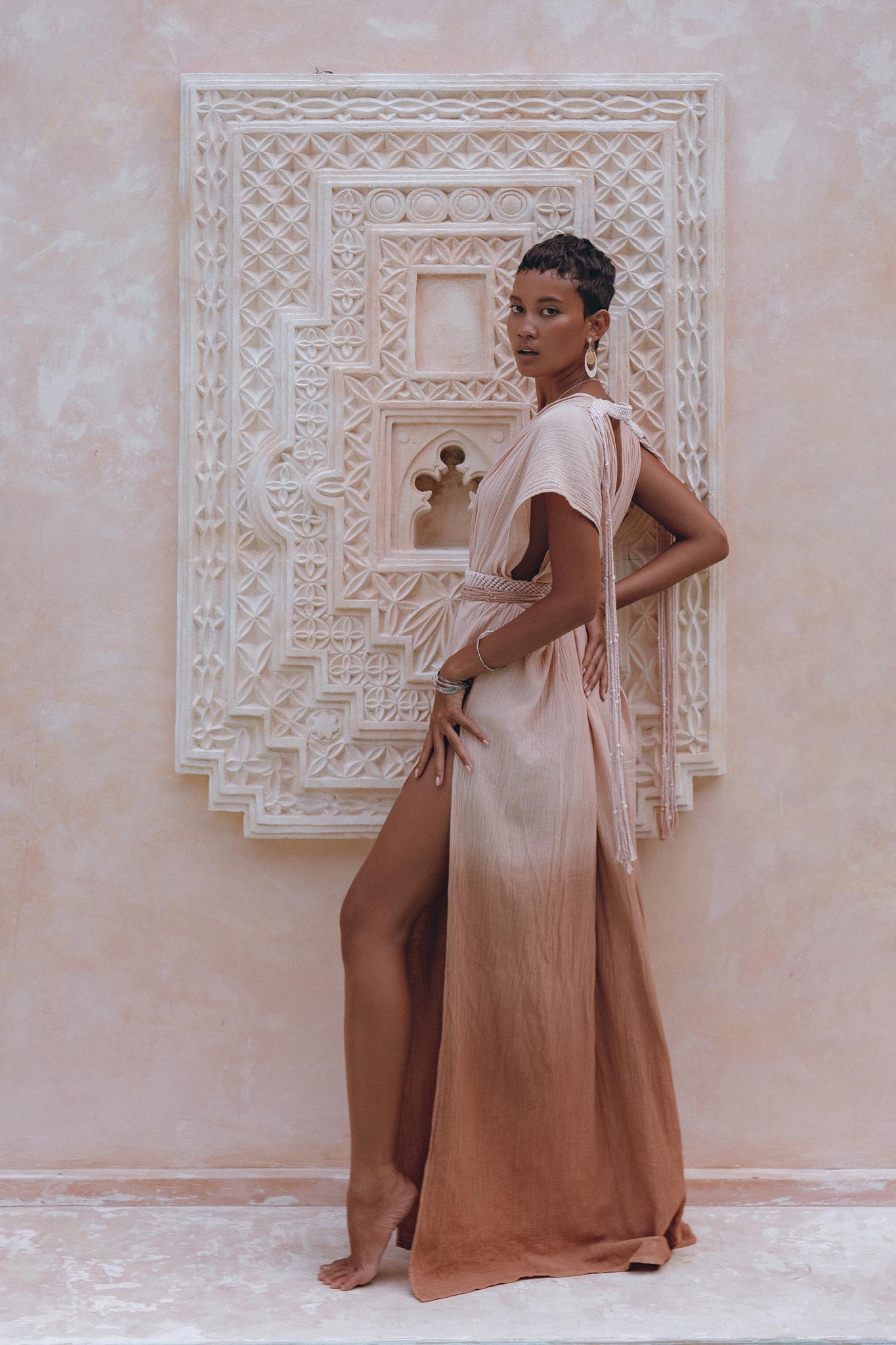 Boho Wedding Dress • Handmade Dress • Botanically Dyed Dusty Pink Dress - AYA SW IDR