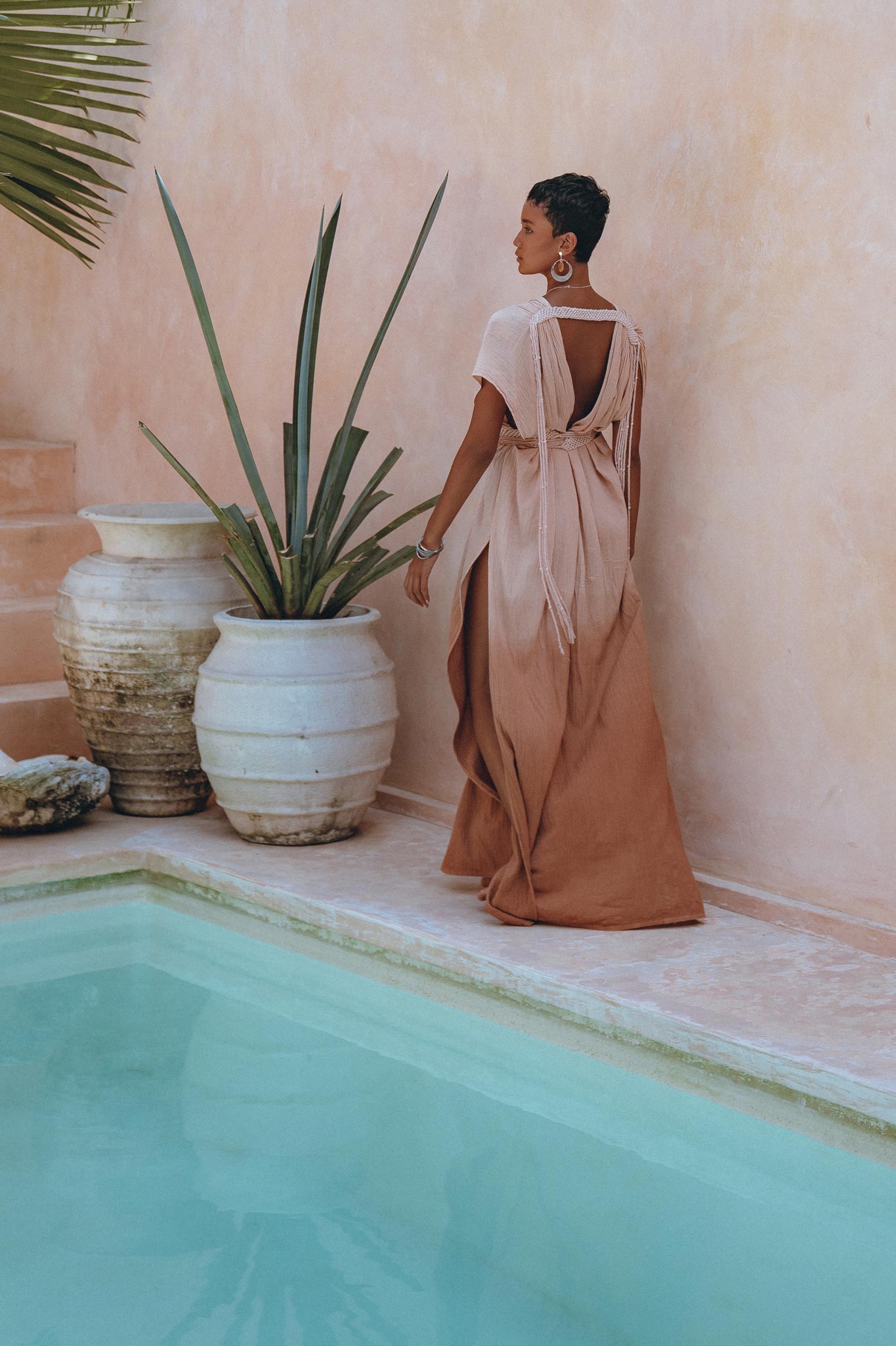 Boho Wedding Dress • Handmade Dress • Botanically Dyed Dusty Pink Dress - AYA SW IDR