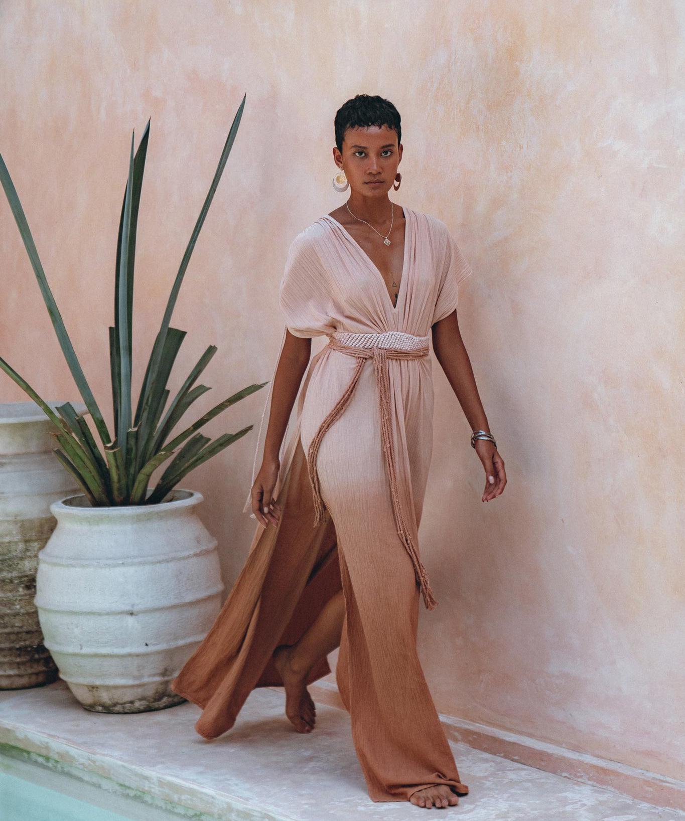 Boho Wedding Dress • Handmade Dress • Botanically Dyed Dusty Pink Dress - AYA SW IDR