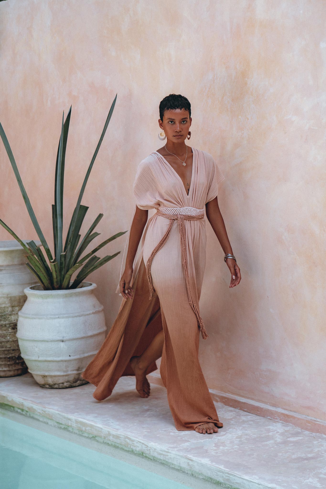 Boho Wedding Dress • Handmade Dress • Botanically Dyed Dusty Pink Dress - AYA SW IDR
