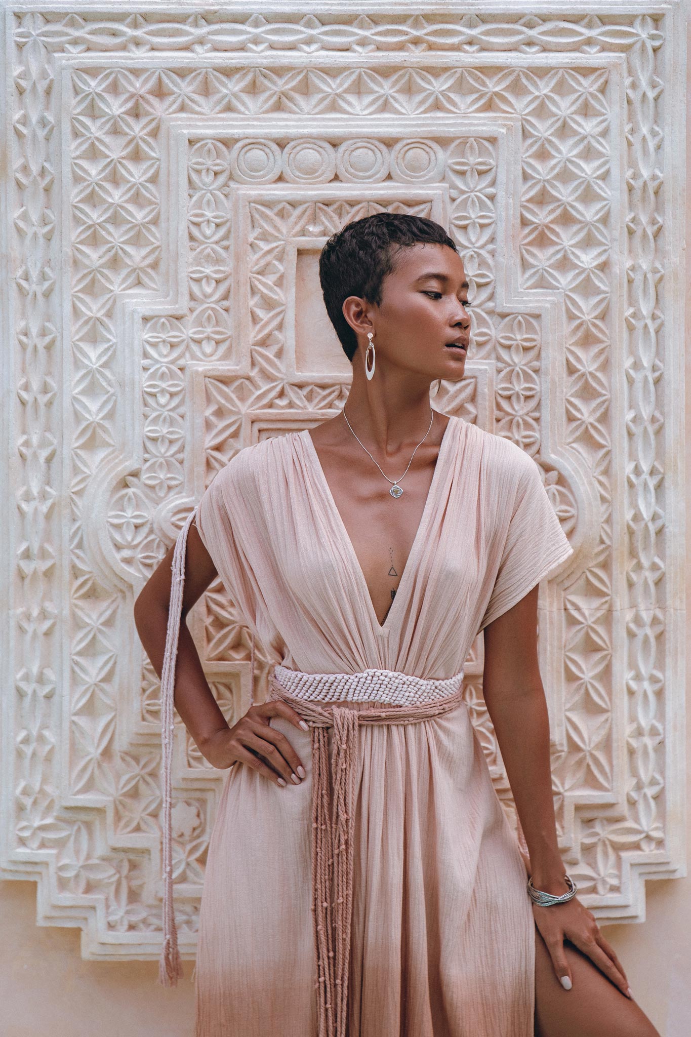 Boho Wedding Dress • Handmade Dress • Botanically Dyed Dusty Pink Dress - AYA SW IDR