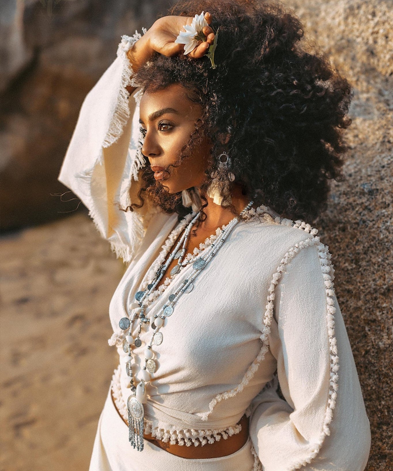 Boho Wrap Top • Organic Wide Sleeve Blouse • Bridal Goddess Top - AYA SW IDR