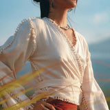 Boho Wrap Top • Organic Wide Sleeve Blouse • Bridal Goddess Top - AYA SW IDR