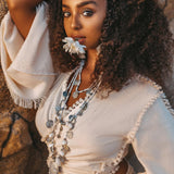 Boho Wrap Top • Organic Wide Sleeve Blouse • Bridal Goddess Top - AYA SW IDR