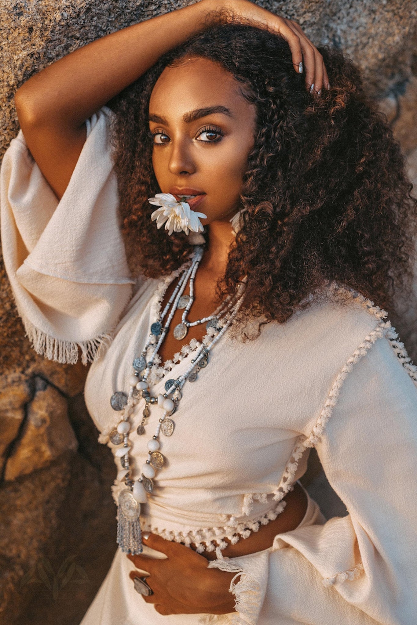 Boho Wrap Top • Organic Wide Sleeve Blouse • Bridal Goddess Top - AYA SW IDR