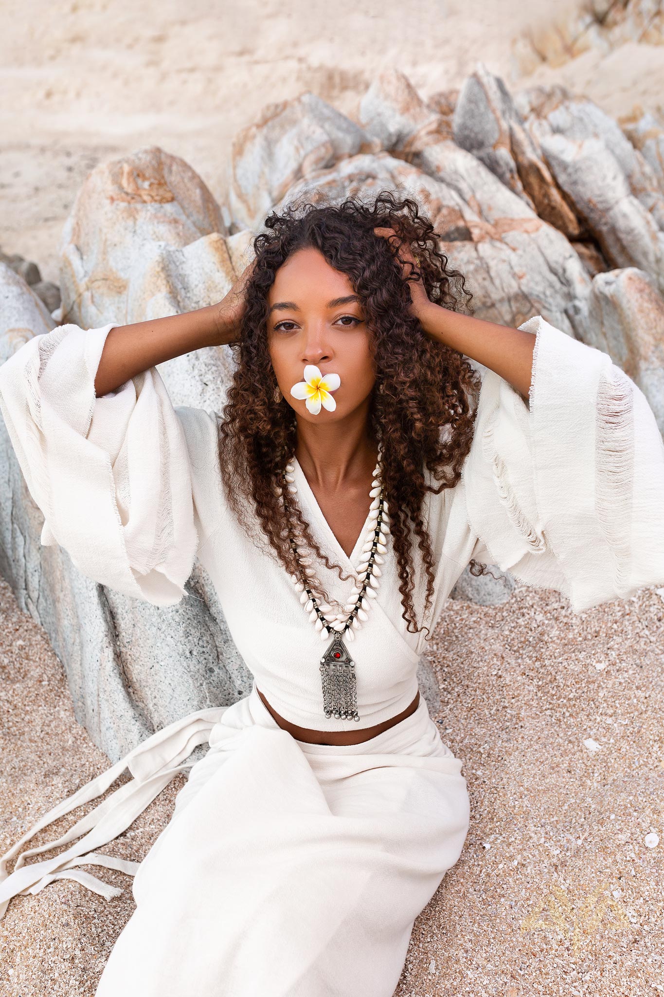 Boho Wrap Top • Wide Sleeve Crop Top • Organic Kimono Blouse - AYA SW IDR