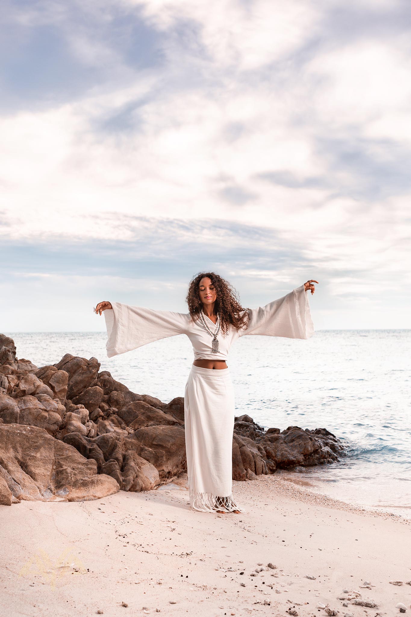 Boho Wrap Top • Wide Sleeve Crop Top • Organic Kimono Blouse - AYA SW IDR