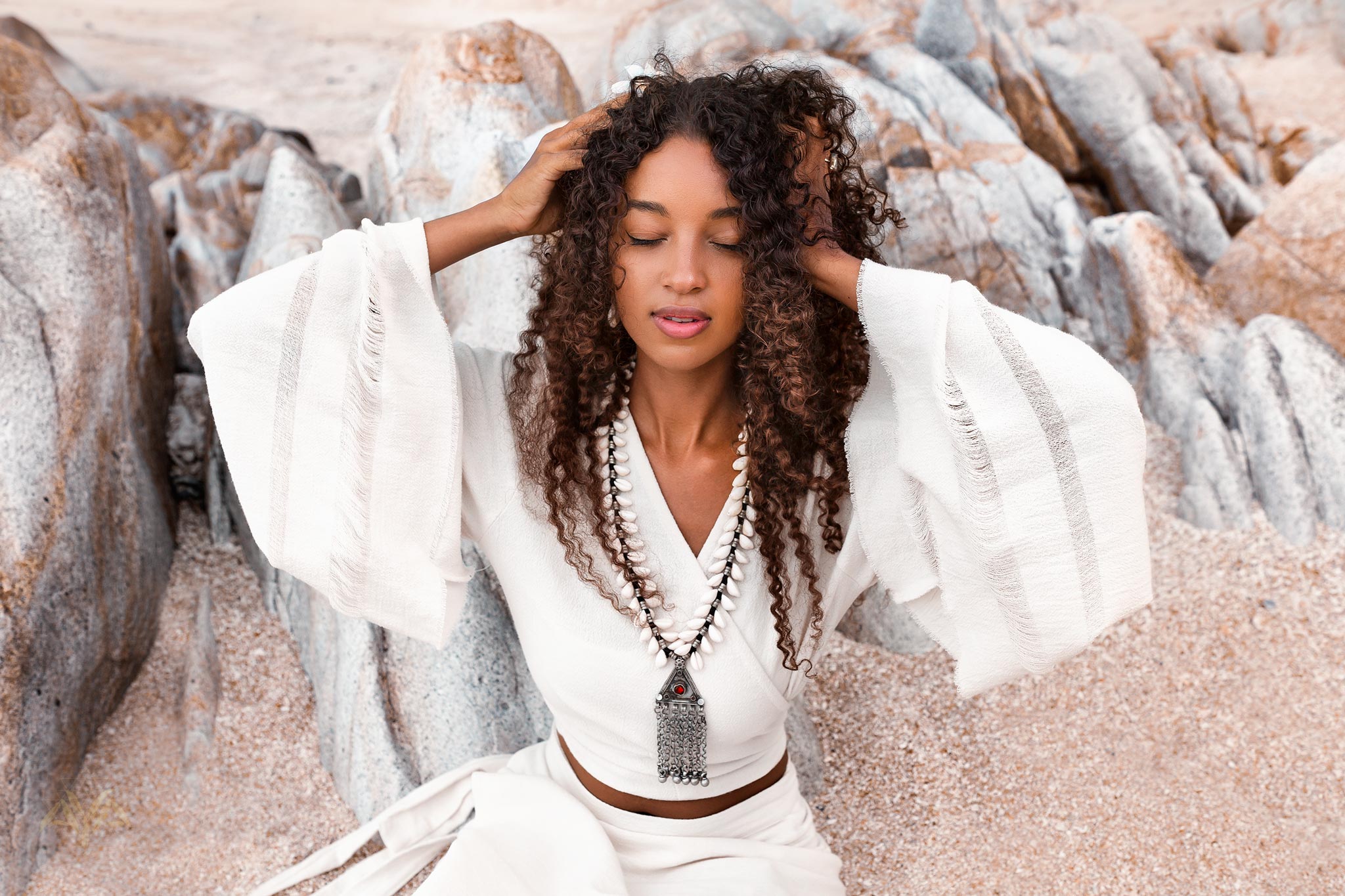 Boho Wrap Top • Wide Sleeve Crop Top • Organic Kimono Blouse - AYA SW IDR