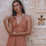 Boho Goddess Dress, Bohemian Dress, Dusty Pink Open Back Dress - AYA Sacred Wear