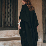 Black Boho Poncho, Long Poncho Robe Cardigan, Bridal Cover Up Cardigan - AYA Sacred Wear