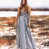 NEW! Sky Blue Tassel Dress • Organic Raw Cotton Bridesmaid Dress - AYA Sacred Wear